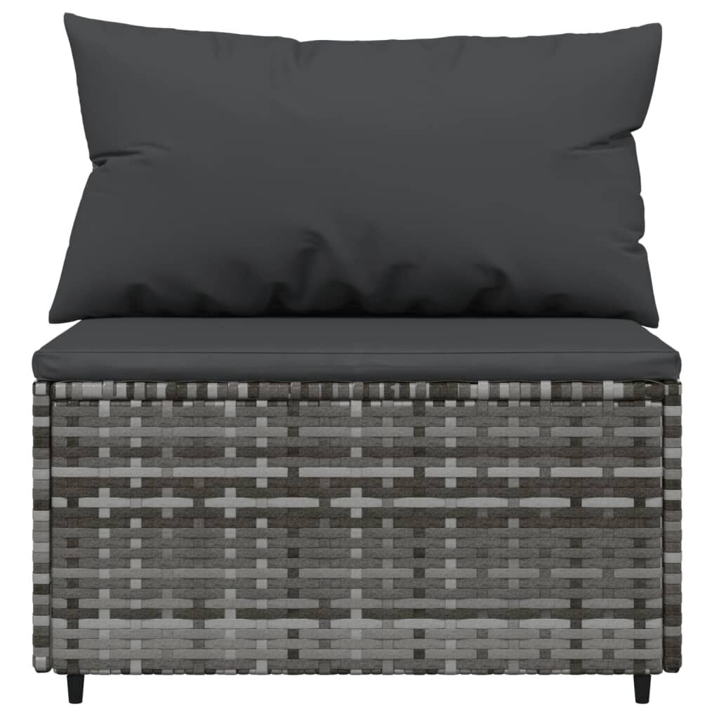 vidaXL Loungeset met Kussens, Poly Rattan, Grijs - 35% Korting