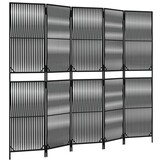 Kamerscherm Poly Rattan Zwart 5 Panelen met 35% Korting