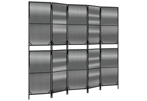 Kamerscherm met 5 Panelen van Poly Rattan - Zwart - 56% Korting