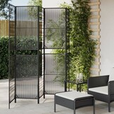 Kamerscherm Poly Rattan Zwart 5 Panelen met 35% Korting