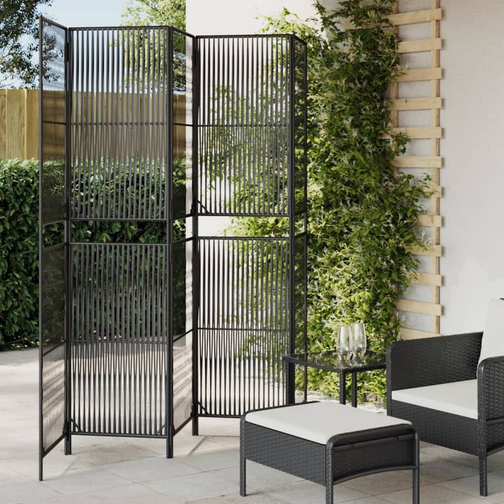 Kamerscherm Poly Rattan Zwart 5 Panelen met 35% Korting