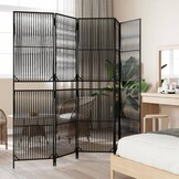 Kamerscherm Poly Rattan Zwart 5 Panelen met 35% Korting