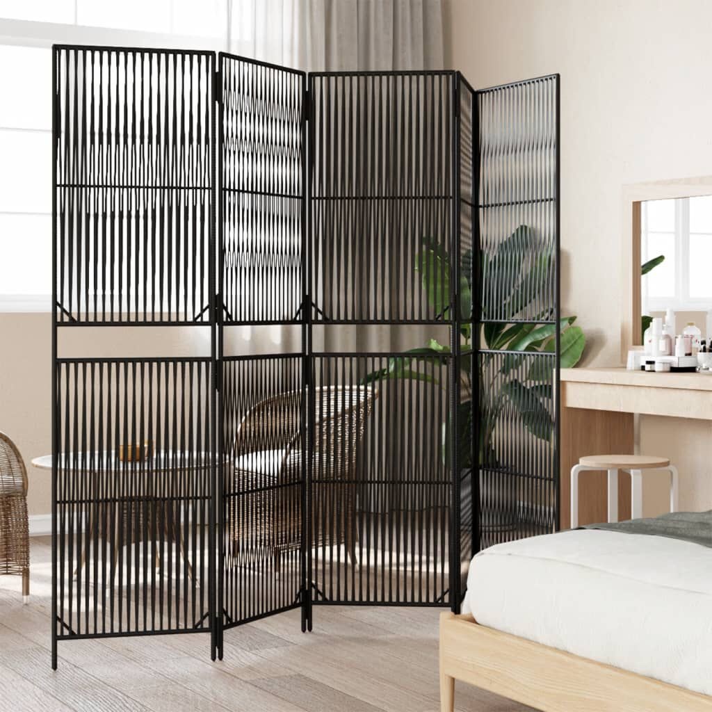 Kamerscherm Poly Rattan Zwart 5 Panelen met 35% Korting