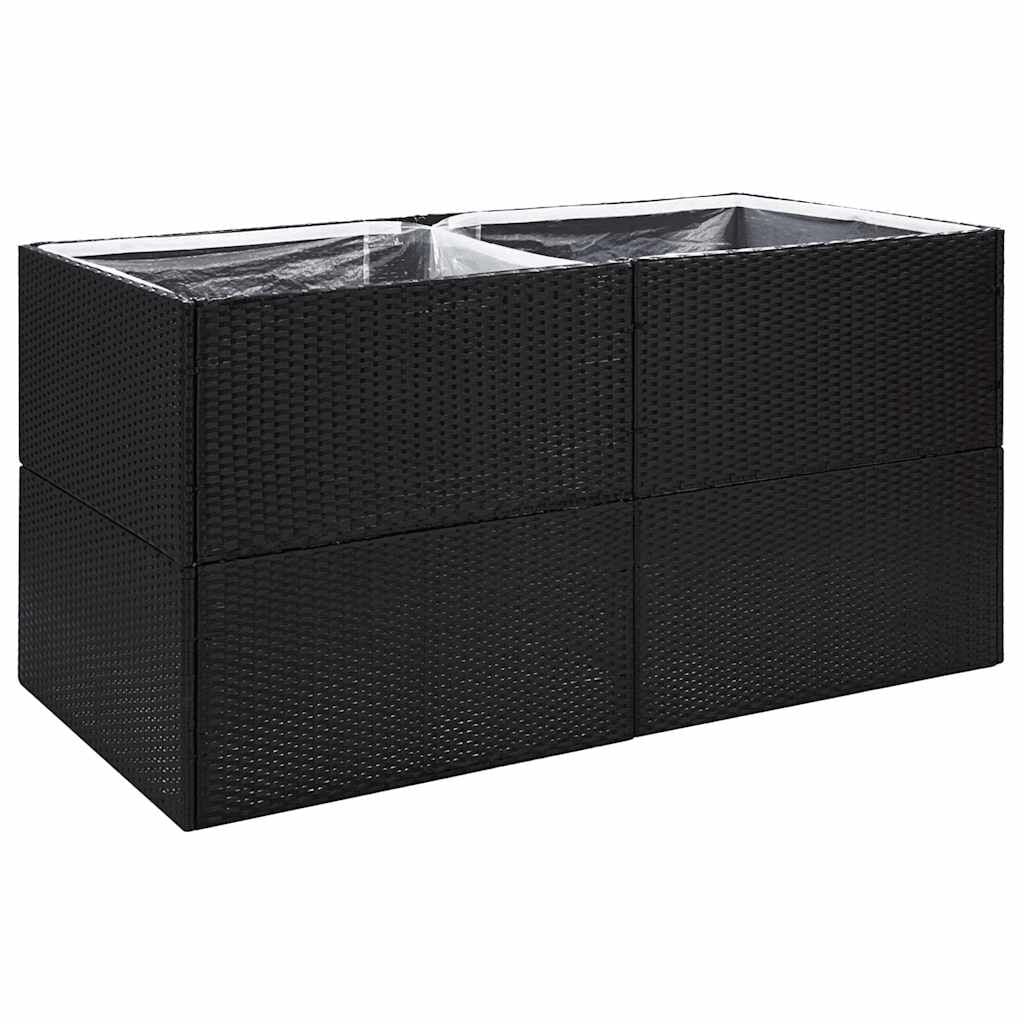 Plantenbak Poly Rattan Zwart 157x80x80 cm - 35% Korting