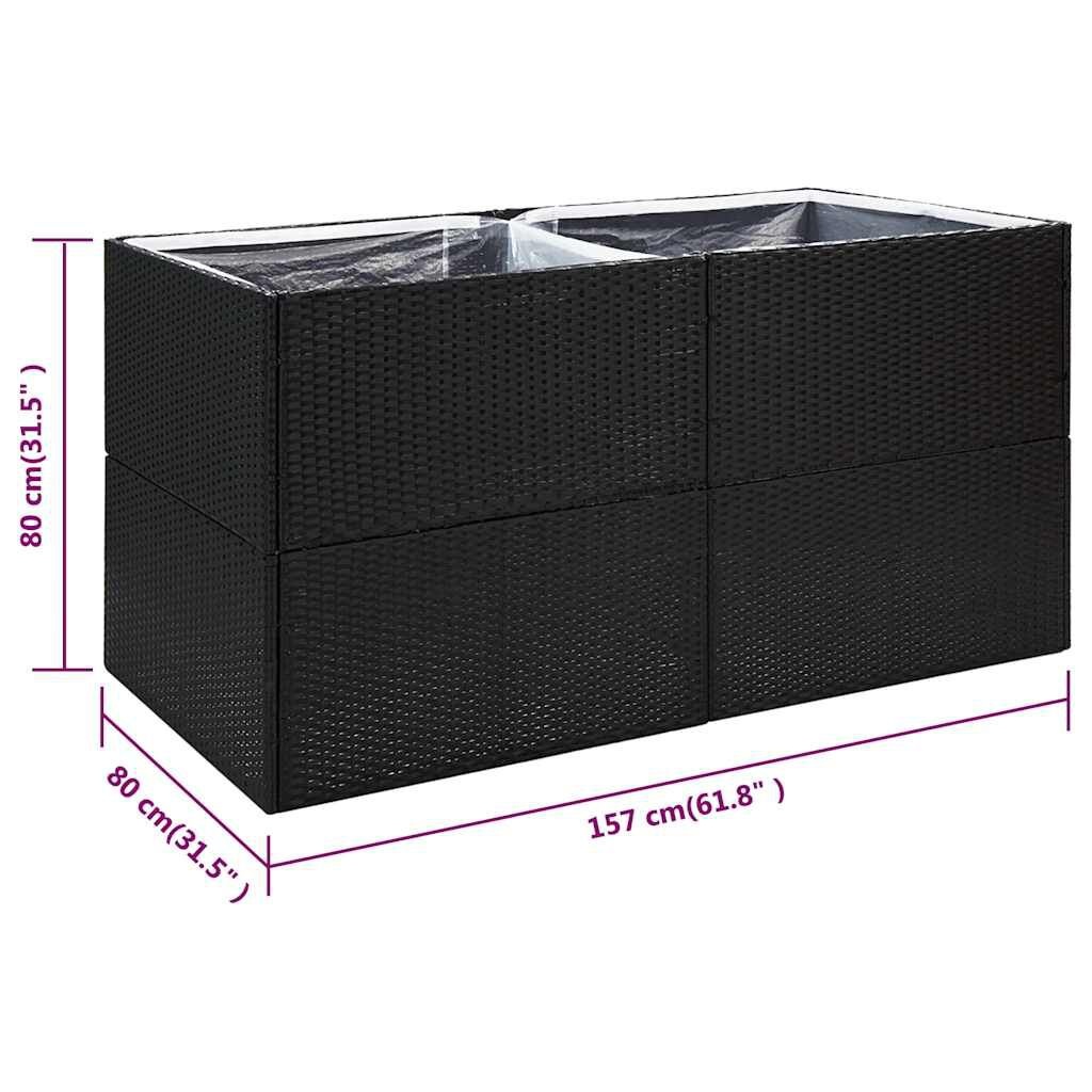 Plantenbak Poly Rattan Zwart 157x80x80 cm - 35% Korting
