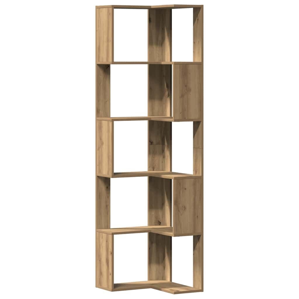Boekenkast Hoek 5-laags Artisanaal Eikenhout 50x50x179 cm - 35% Korting