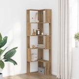 Boekenkast Hoek 5-laags Artisanaal Eikenhout 50x50x179 cm - 35% Korting