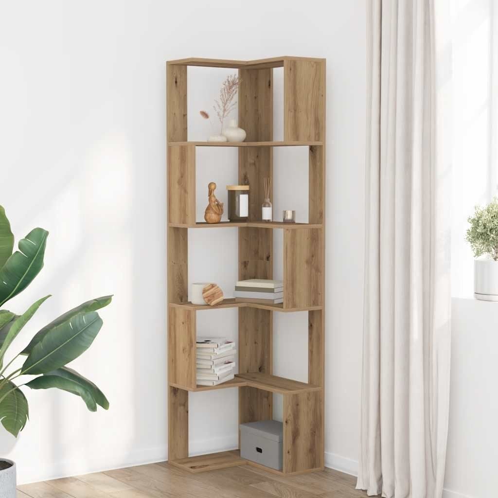 Boekenkast Hoek 5-laags Artisanaal Eikenhout 50x50x179 cm - 35% Korting