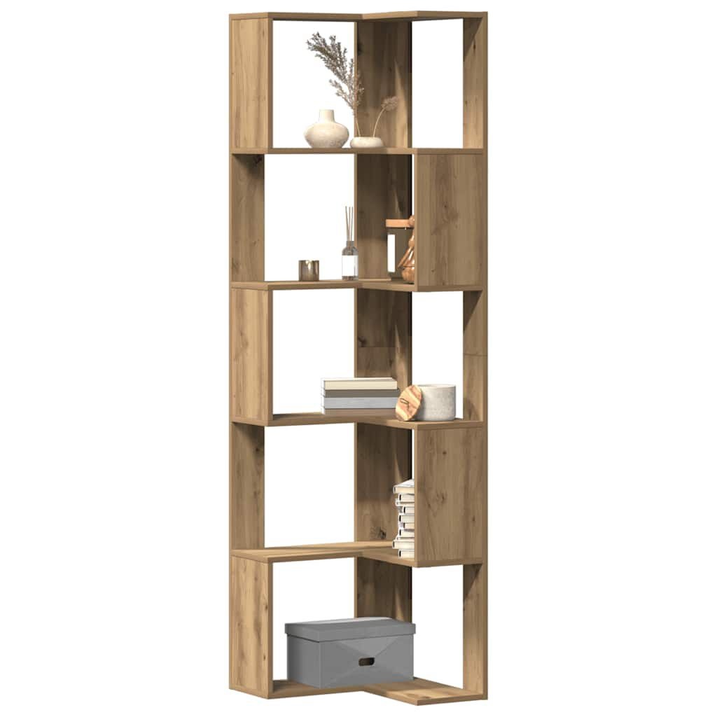 Boekenkast Hoek 5-laags Artisanaal Eikenhout 50x50x179 cm - 35% Korting