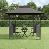 VidaXL Prieel met dak 300x300x270 cm Staal Antraciet - 35% Korting