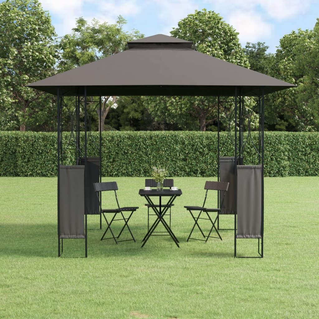 VidaXL Prieel met dak 300x300x270 cm Staal Antraciet - 35% Korting