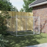 Gegalvaniseerd Stalen Hondenhok met Deur, Grijs - 35% Korting