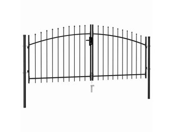 Dubbele tuinpoort met punt, 3x1.25m Staal Zwart - 35% Korting