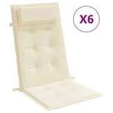 vidaXL Stoelkussens 6 st Hoge Rug Oxford Crème 34% Korting