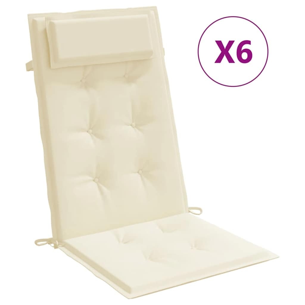 vidaXL Stoelkussens 6 st Hoge Rug Oxford Crème 34% Korting