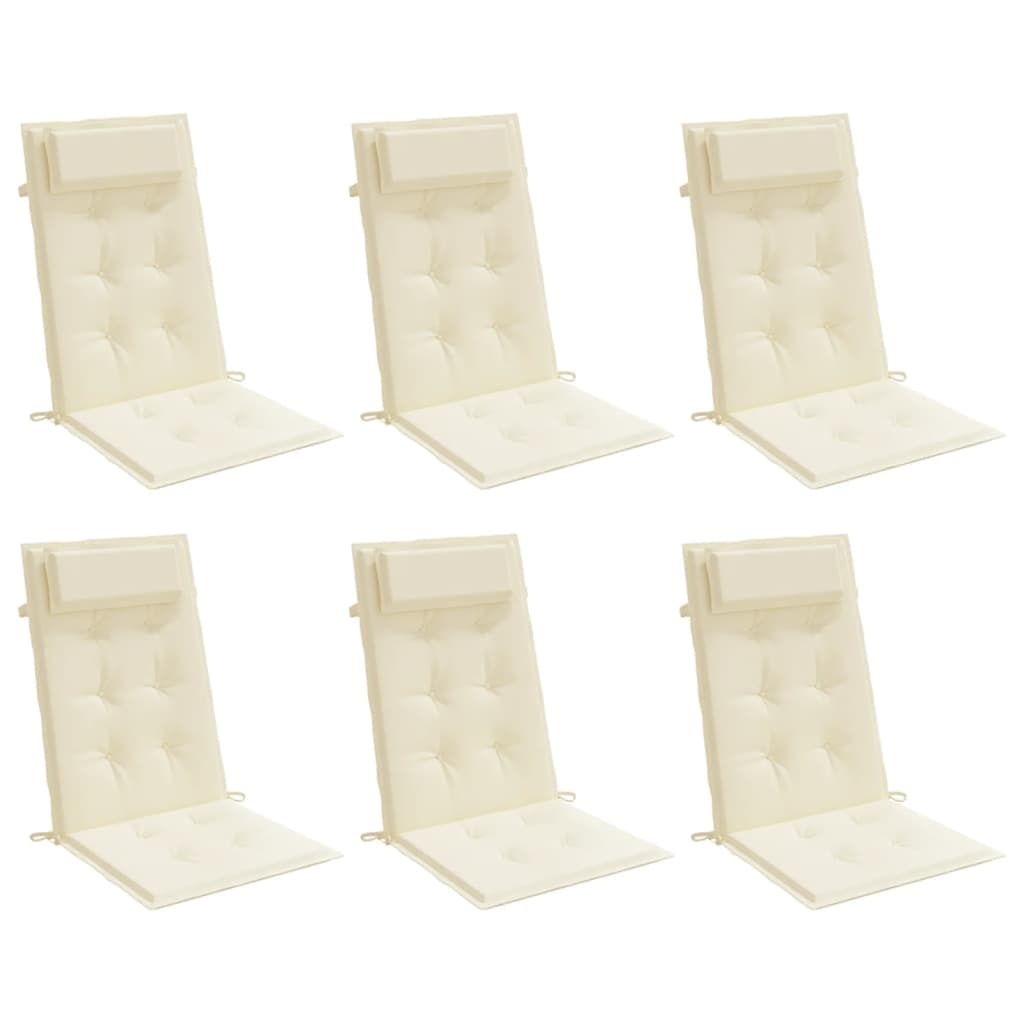 vidaXL Stoelkussens 6 st Hoge Rug Oxford Crème 34% Korting