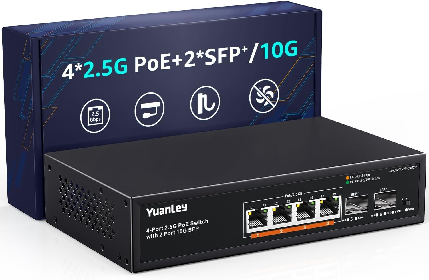 2.5G PoE Switch met 10G SFP poorten - 78W - Onbeheerd, 34% Korting