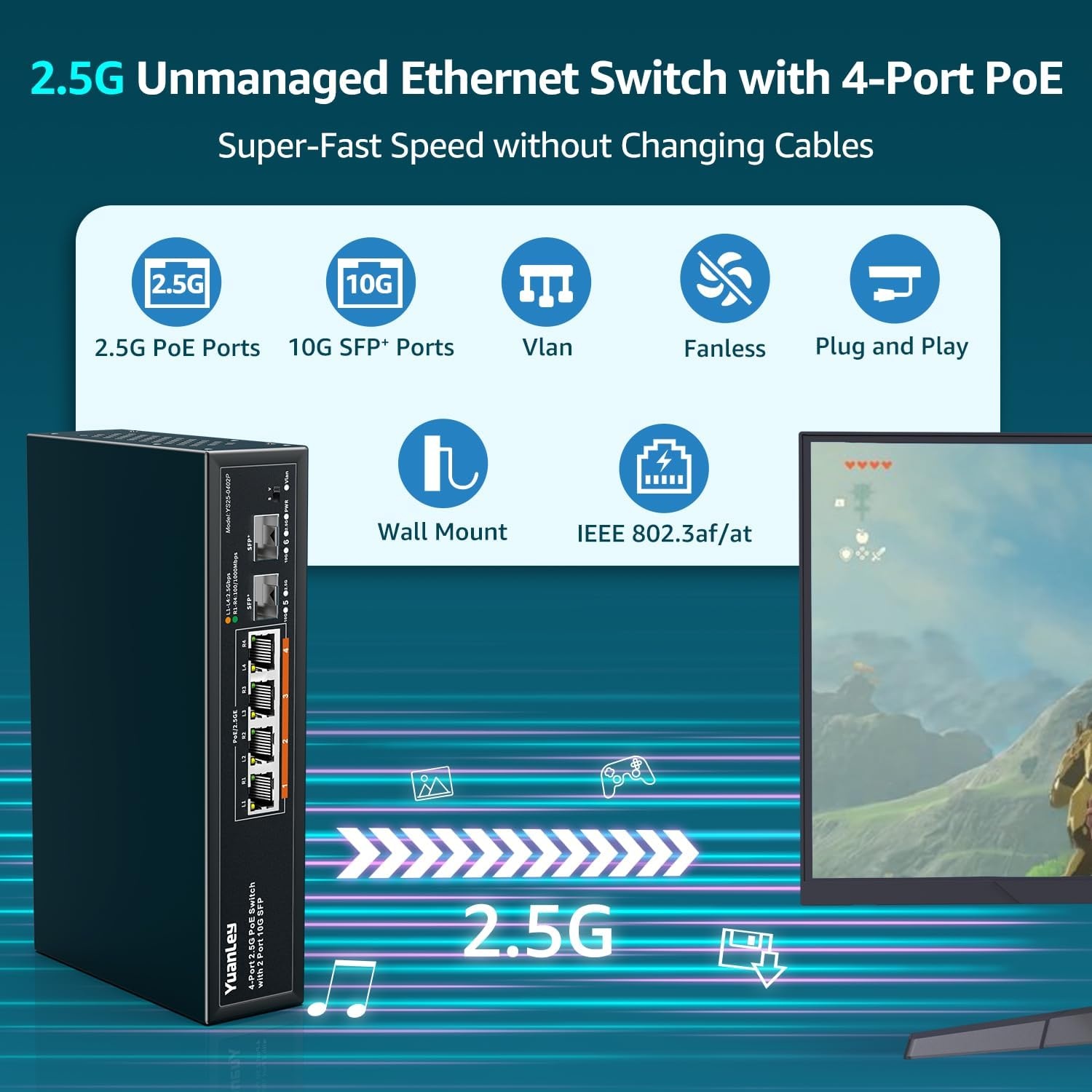 2.5G PoE Switch met 10G SFP poorten - 78W - Onbeheerd, 34% Korting
