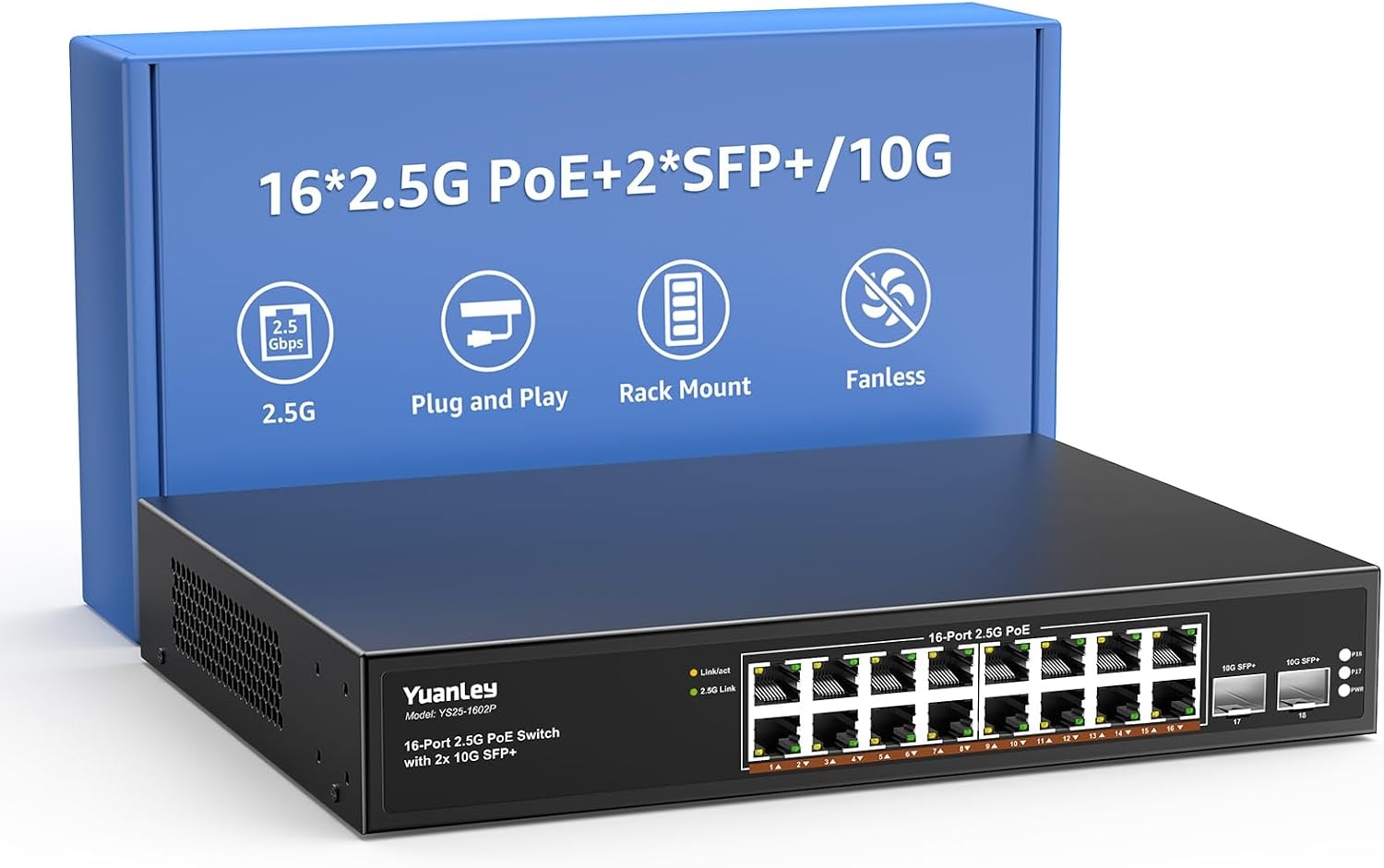 2.5G PoE Switch met 10G SFP poorten - 78W - Onbeheerd, 34% Korting