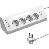 AORIDO Hoekstekkerdoos Wit, 4-voudig met USB-A/C, 1.8m Kabel - 32% Korting