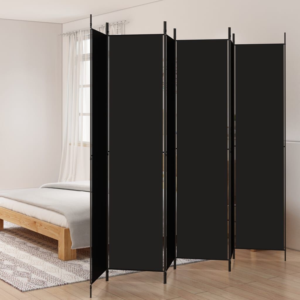 Kamerscherm met 6 panelen - Stof Zwart - 300x220 cm - 34% Korting