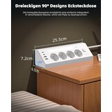 AORIDO Hoekstekkerdoos Wit 4x Stopcontact, 4x USB, 1.8m Kabel - 32% Korting