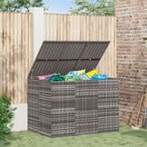 vidaXL Tuinbox 145x100x103 cm Polyetheen Rattan Grijs - 35% Korting