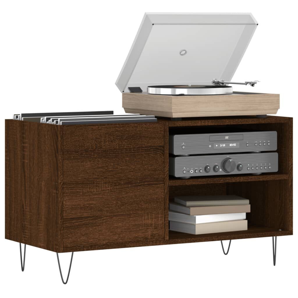Platenkast 85x38x48 cm bewerkt hout bruin eikenkleur met 34% korting