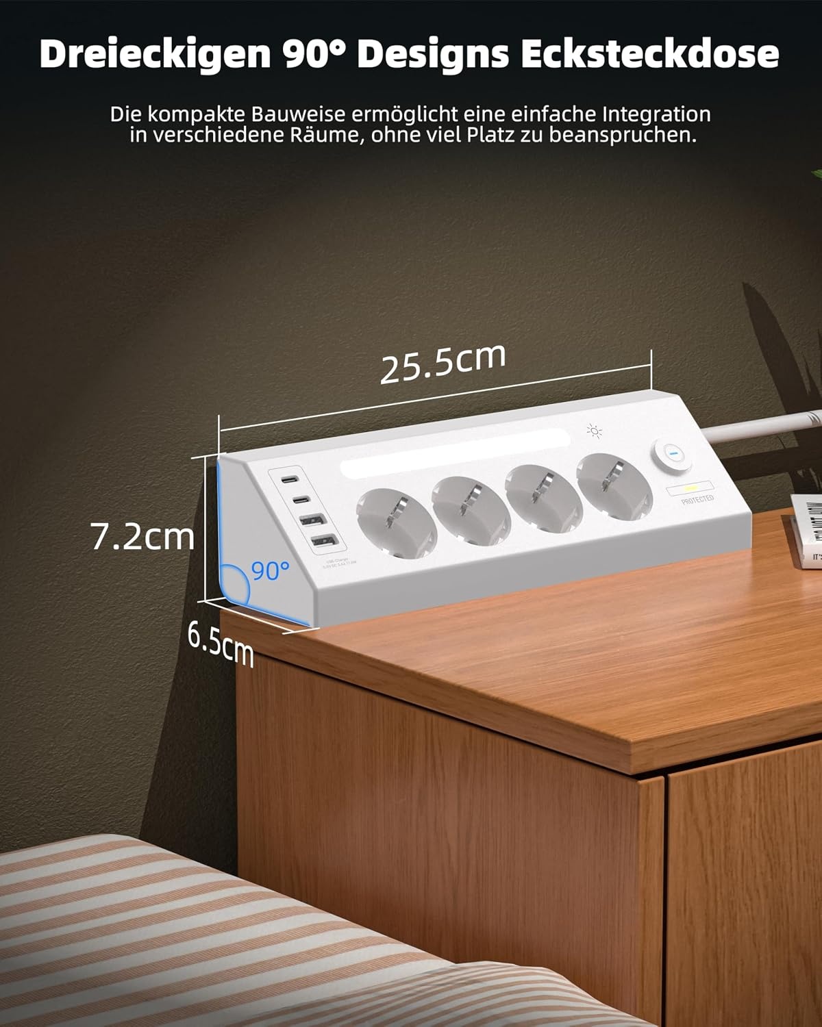 AORIDO Hoekstekkerdoos Wit met USB-A/C & 32% Korting