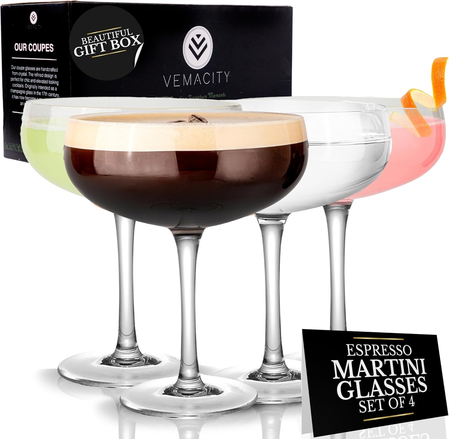 Elegante Cocktailglazen Set van 4 - Handgemaakt Kristal (34% Korting)