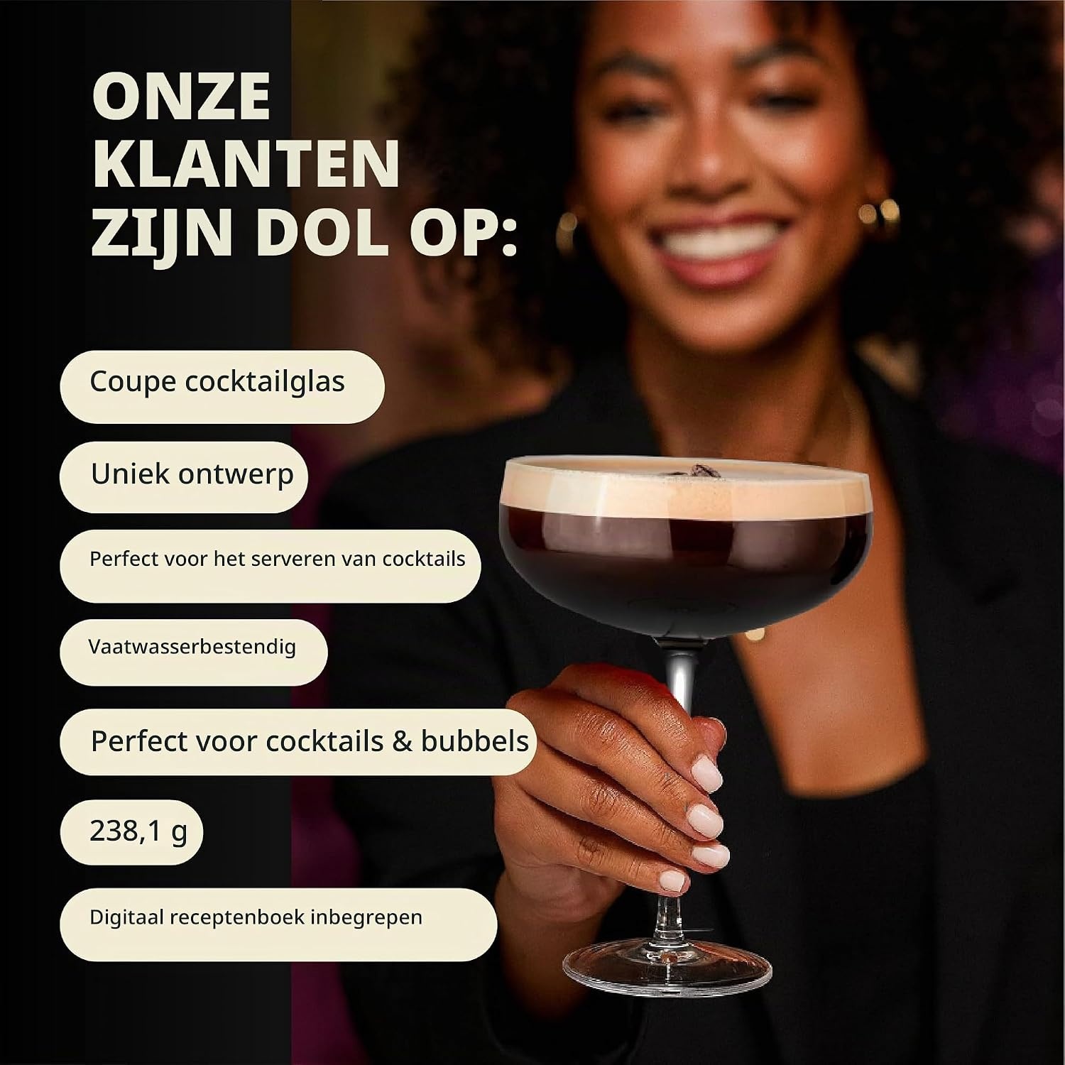 Elegante Cocktailglazen Set van 4 - Handgemaakt Kristal (34% Korting)