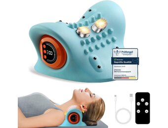 EMS Nek- en Schoudermassagekussen met Warmtefunctie - Blauw - 33% Korting