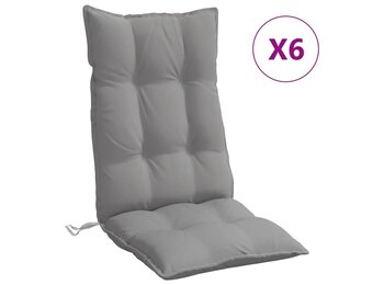 vidaXL Stoelkussens Hoge Rug Oxford Stof Grijs (6 stuks) - 34% Korting