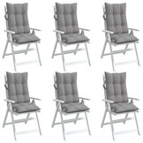 vidaXL Stoelkussens Hoge Rug Oxford Stof Grijs (6 stuks) - 34% Korting