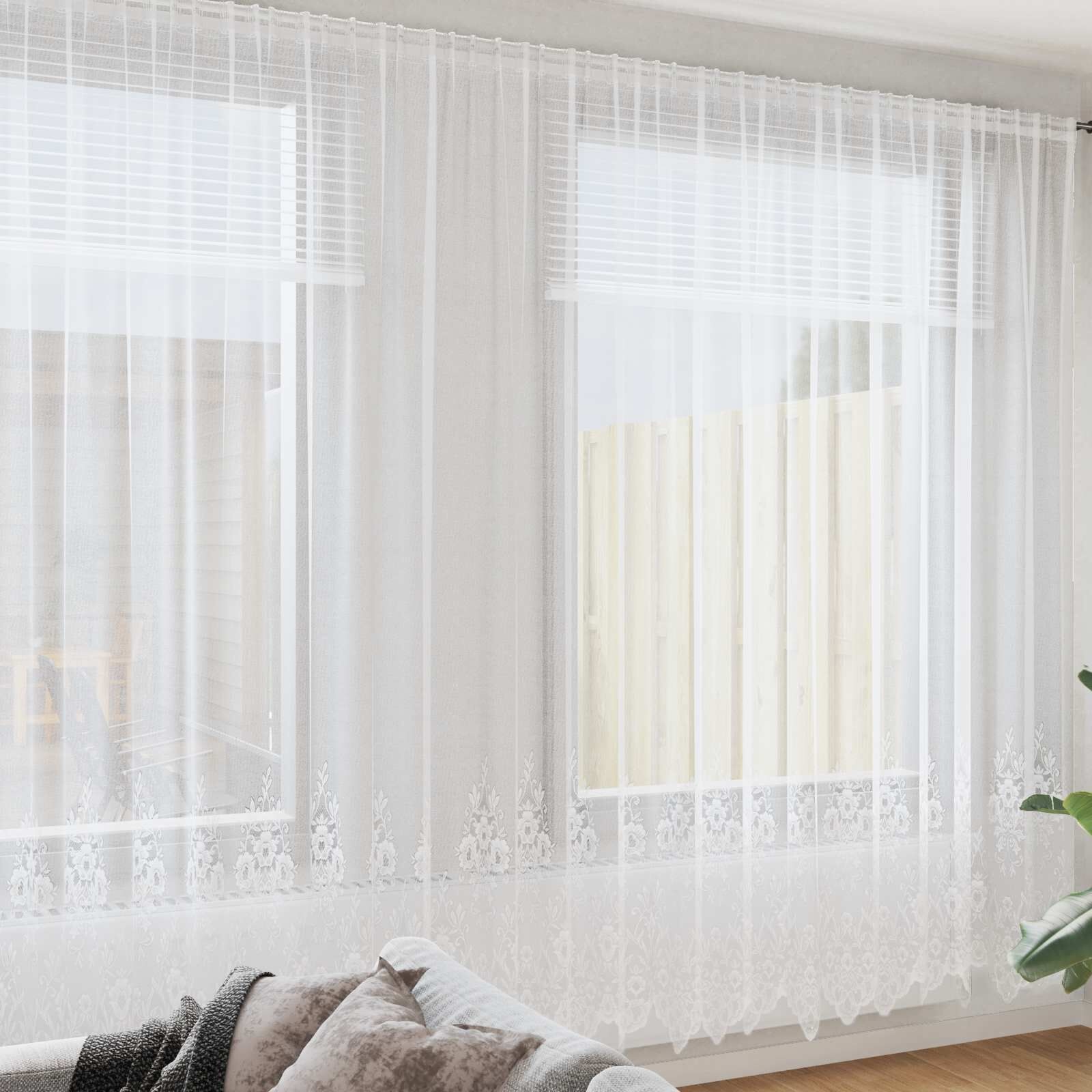 Kantgordijn Wit 260 x 600 cm Polyester - 32% Korting