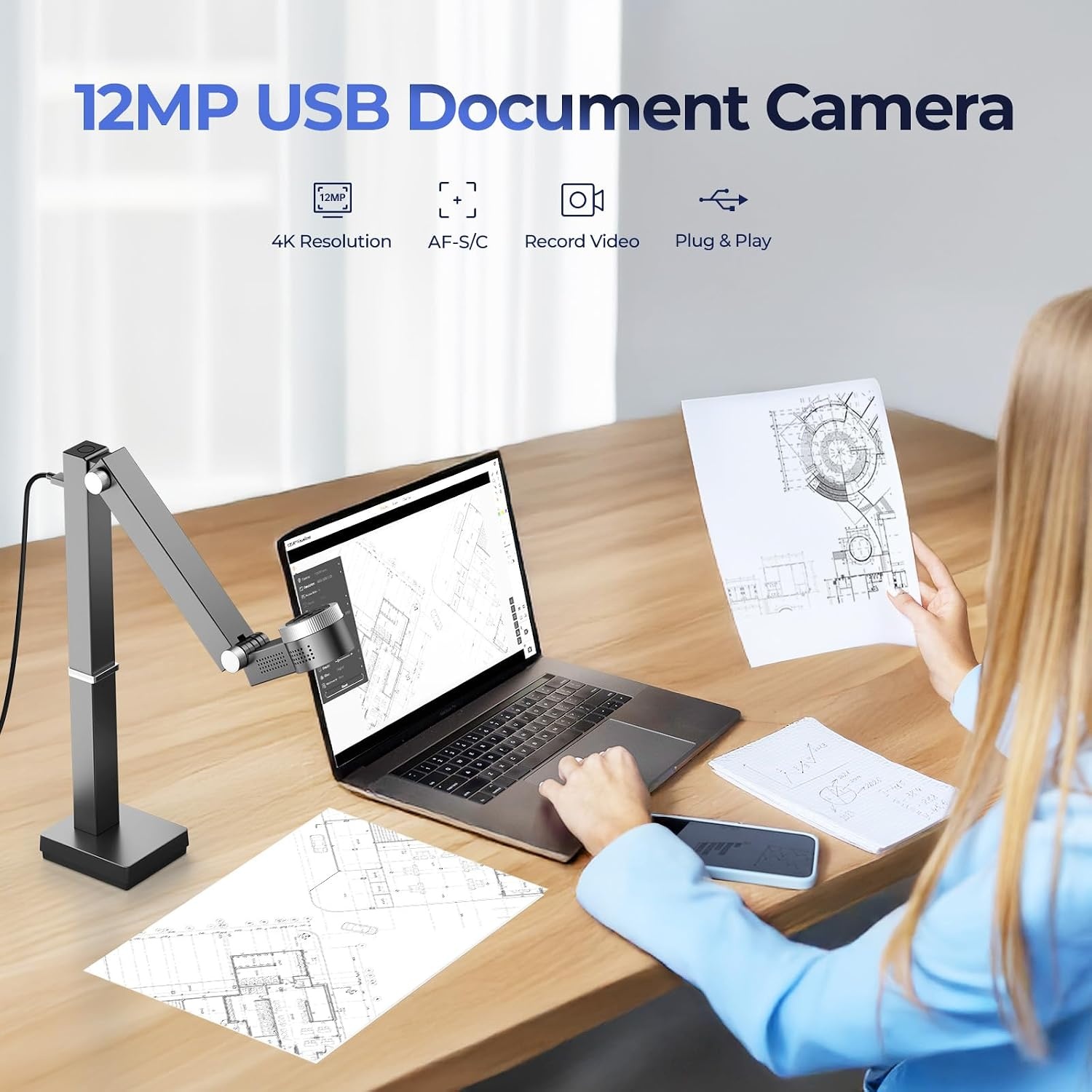 CZUR Fancy S Pro 4K Documentcamera Zwart - 34% Korting