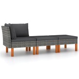 vidaXL 3-delige Loungeset poly rattan en massief eucalyptushout