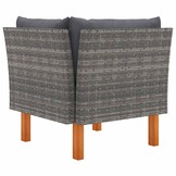 vidaXL 3-delige Loungeset poly rattan en massief eucalyptushout