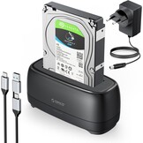 ORICO Docking Station met dubbele schacht USB 3.2 Gen 1 harde schijf behuizing voor alle standaard 2.5" en 3.5" HDD/SSD tot 2x20TB met 12V 3A voeding, gereedschapsloos en UASP-ondersteuning (DD28C3)