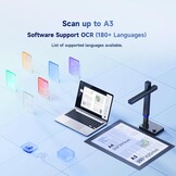 CZUR Shine Ultra Book Scanner 13MP Draagbare documentenscanner, A4/A3-scanner, hogesnelheidsscannen voor thuis, bibliotheken, scholen en kantoren. CZUR-scanner ondersteunt Windows/macOS/Linux. - Maat 13 Megapixel
