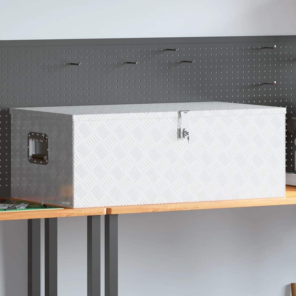 vidaXL Opbergbox 100x55x37 cm aluminium zilverkleurig