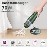 Draadloze Handstofzuiger voor auto, huis & kantoor | 7500 Pa | 70W | 120ml stofreservoir | 25 min accuduur | Groen