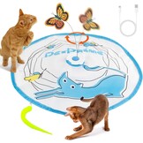 Interactief kattenspeelgoed voor katten met roterende vlinder en verborgen veerhengel | Automatische beweging | USB-C oplaadbaar | Duurzaam
