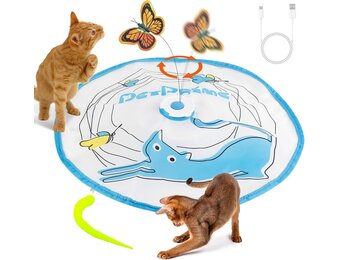 Interactief kattenspeelgoed voor katten met roterende vlinder en verborgen veerhengel | Automatische beweging | USB-C oplaadbaar | Duurzaam