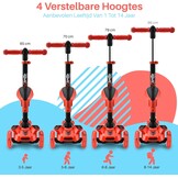 Hurtle Kinderstep,3-wiel Step,Opvouwbare Scooter met Verstelbare Hoogte,Antislip Platform,LED Verlichte Wielen,Step voor Meisjes/Jongens