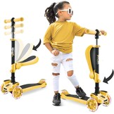 Hurtle Kinderstep,3-wiel Step,Opvouwbare Scooter met Verstelbare Hoogte,Antislip Platform,LED Verlichte Wielen,Step voor Meisjes/Jongens