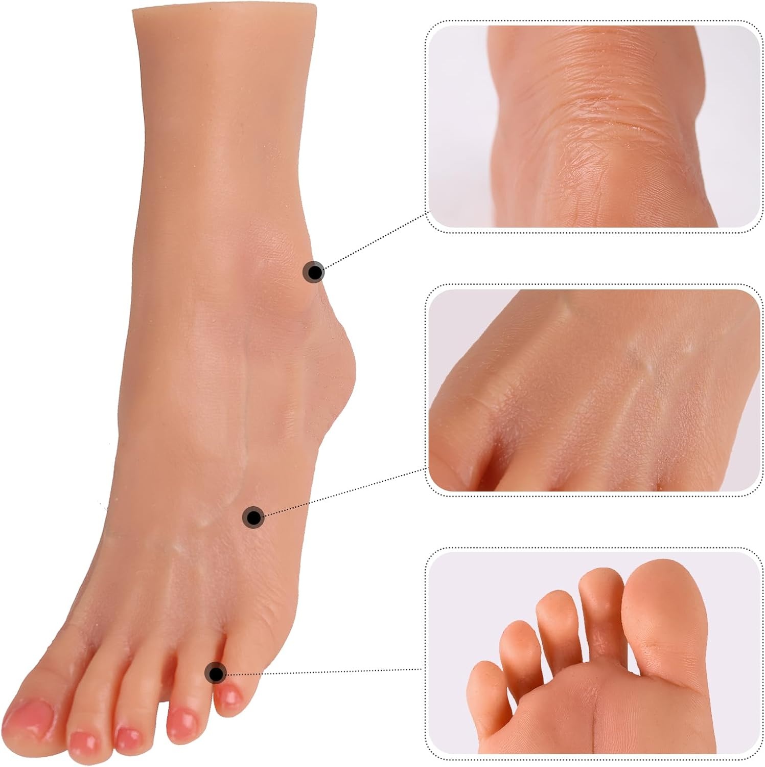 Silicone Kunstmatige Voet Nursing Mannequin Realistische 1:1 Restauratie Flexibele Zachte Oefenmodel Display Juwelen Prosthetiek Manicure Kunstcollectie (Vrouwelijke, Licht, Links)