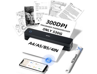 iDPRT MT610pro Portable Thermal Printer, 300DPI - Mobile Bluetooth for On The Move, A4 Suitable for Vehicles, Office, Home, School - Compatible with iOS, Android and Tablet
