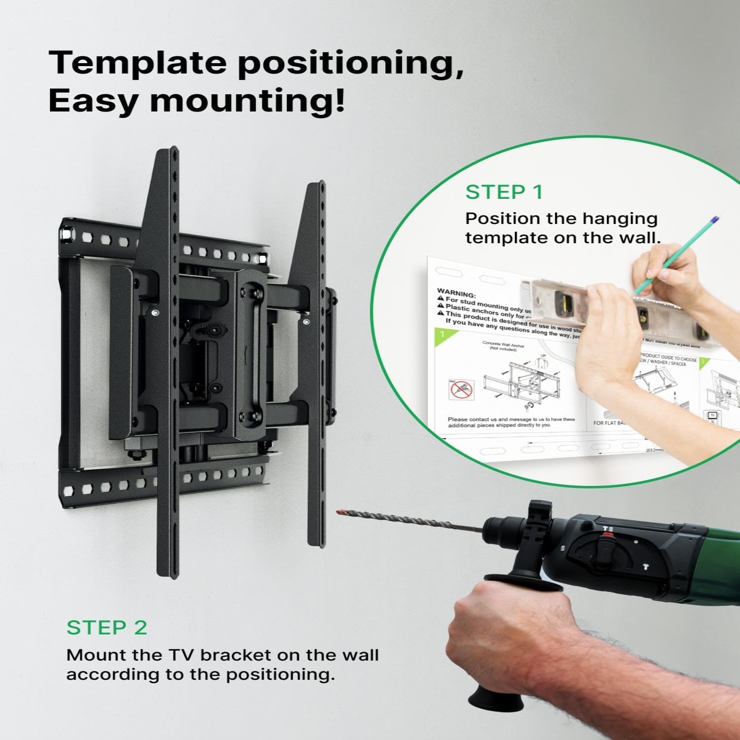 USX-MOUNT TV muurbeugel, zwenkbaar, kantelbaar voor 32-90 inch tv, tv-beugel Max.VESA 600 x 400 mm, zware belasting, tv-houder tot 68,2 kg, universele tv-muurbeugel met wandboorsjabloon