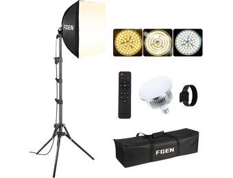 Softbox LED 85W met Afstandsbediening Verstelbaar 2700-6400K 40x40cm - Maat 1 x 40 x 40 cm Softbox 85 W